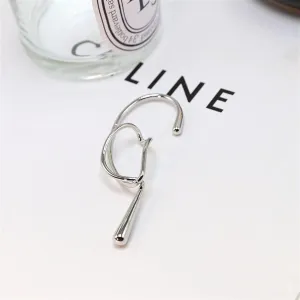 1PC Women Punk Geometric Ear Cuff Ear Bone Clip Earrings for Women Charm Jewelry Chic Gold Tone Ear Bone Clips Gift (Gem Color : Silver)