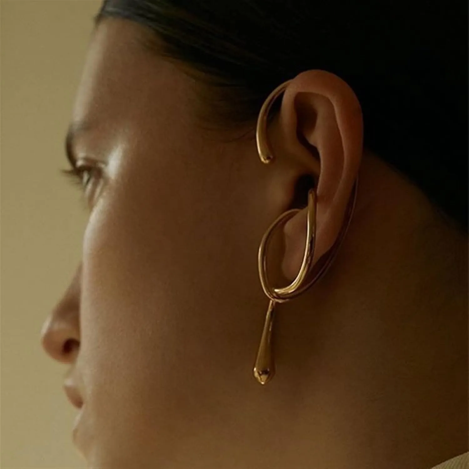 1PC Women Punk Geometric Ear Cuff Ear Bone Clip Earrings for Women Charm Jewelry Chic Gold Tone Ear Bone Clips Gift (Gem Color : Silver)