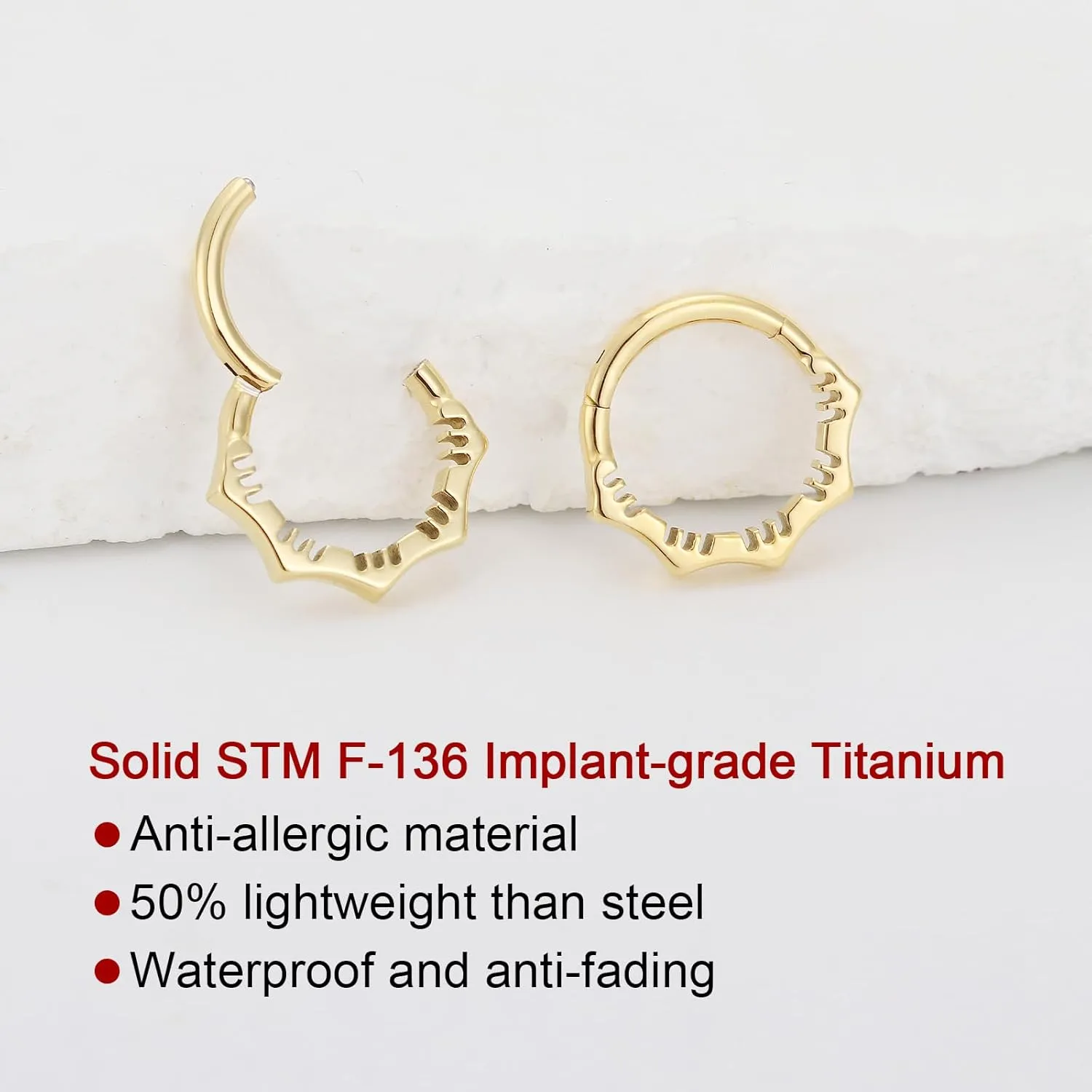 1Pcs 16G Titanium Nose Rings Silver Flower Hinged Septum Ring 16 Gauge 7mm 8mm 10mm Daith Hoop Earring Stacked Septum Rook Clicker Piercing