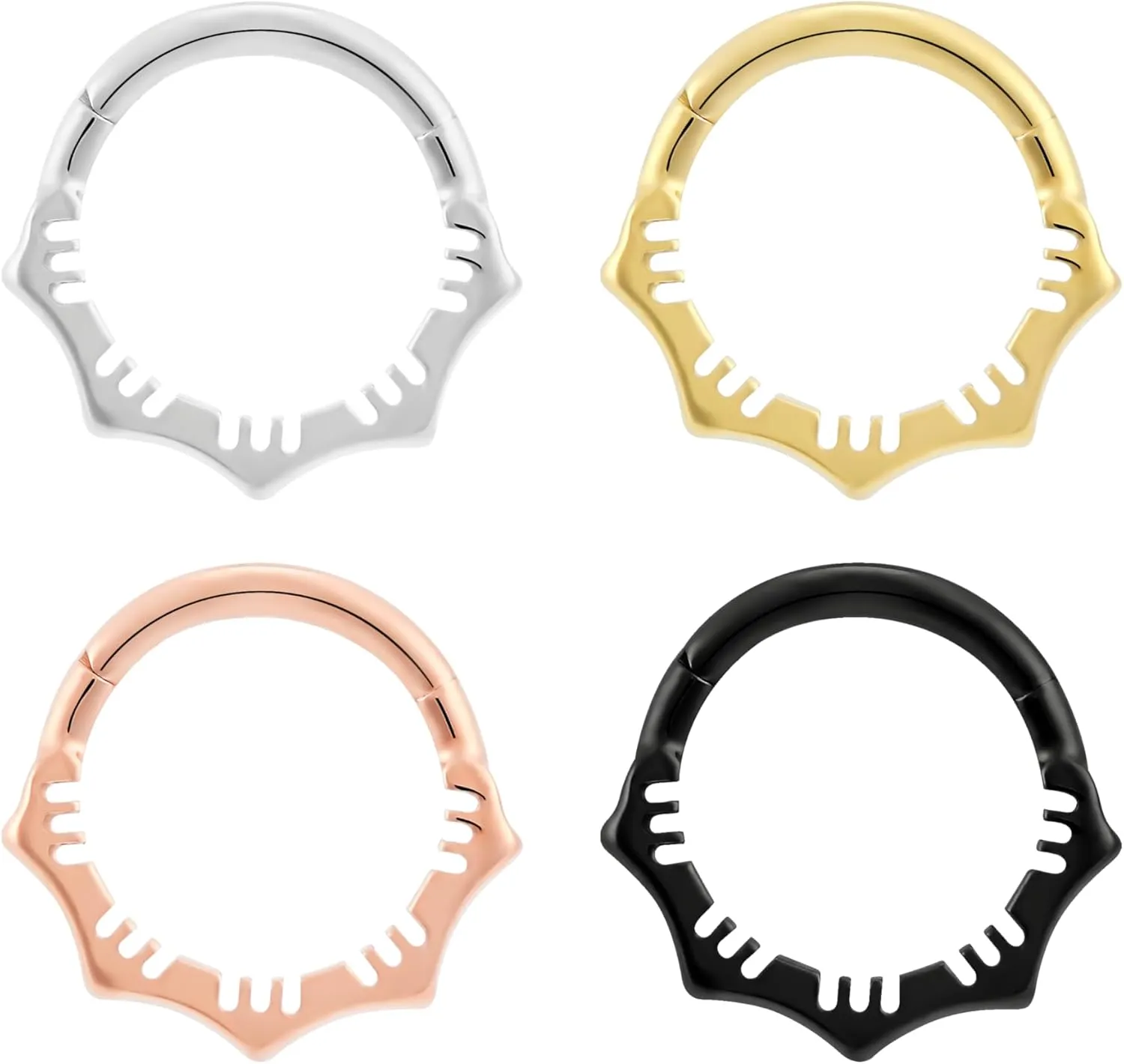 1Pcs 16G Titanium Nose Rings Silver Flower Hinged Septum Ring 16 Gauge 7mm 8mm 10mm Daith Hoop Earring Stacked Septum Rook Clicker Piercing