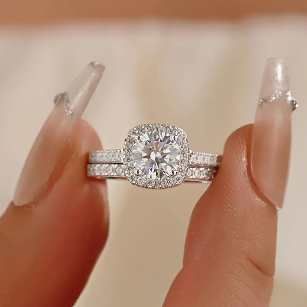 2 Carats Engagement Rings Wedding Bands Bridal Sets for Women 925 Sterling Silver Pear Shaped CZ Cubic Zirconia