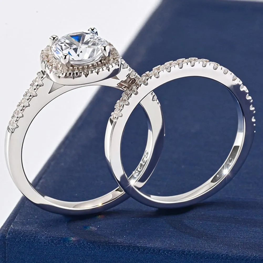 2 Carats Engagement Rings Wedding Bands Bridal Sets for Women 925 Sterling Silver Pear Shaped CZ Cubic Zirconia