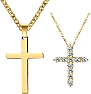 2 Necklace for Him and Her Couple Necklace AAA CZ Cross Necklace for Women Punk Necklace for Men