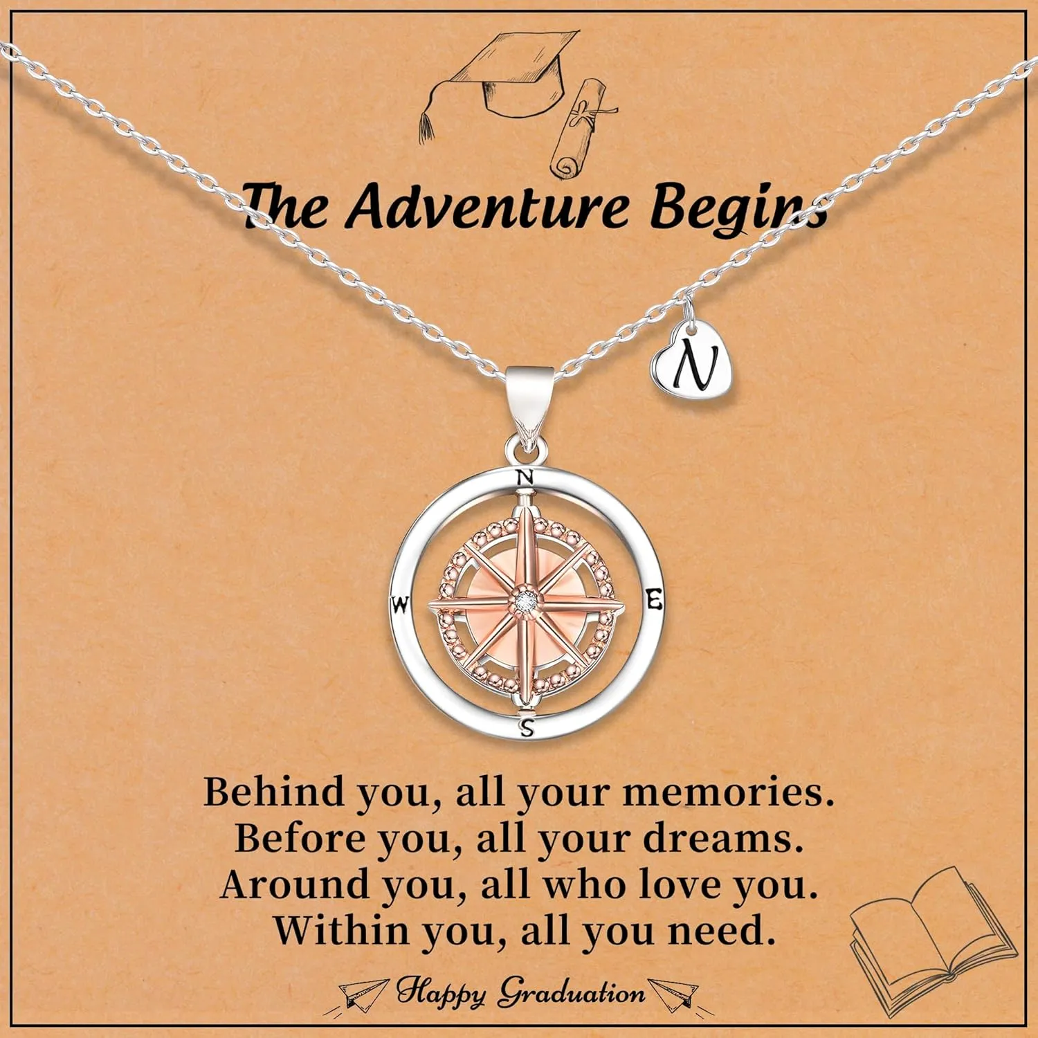 2025 Graduation Gifts for Her Initial Necklace for Women with Heart 5th/8th Grade Gifts High School/Elementary/Middle School Graduation Gift for Daughter/Sister/Best Friend
