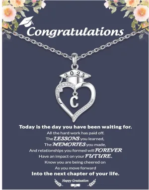 2025 Graduation Gifts for Her Initial Necklace for Women with Heart 5th/8th Grade Gifts High School/Elementary/Middle School Graduation Gift for Daughter/Sister/Best Friend