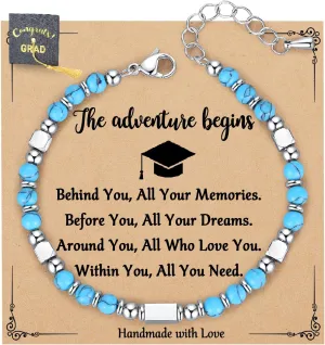 2025 Graduation Gifts for Her/Girls/Women, Tiny Gemstone Graduation Bracelet with Unique Cap Gift Box