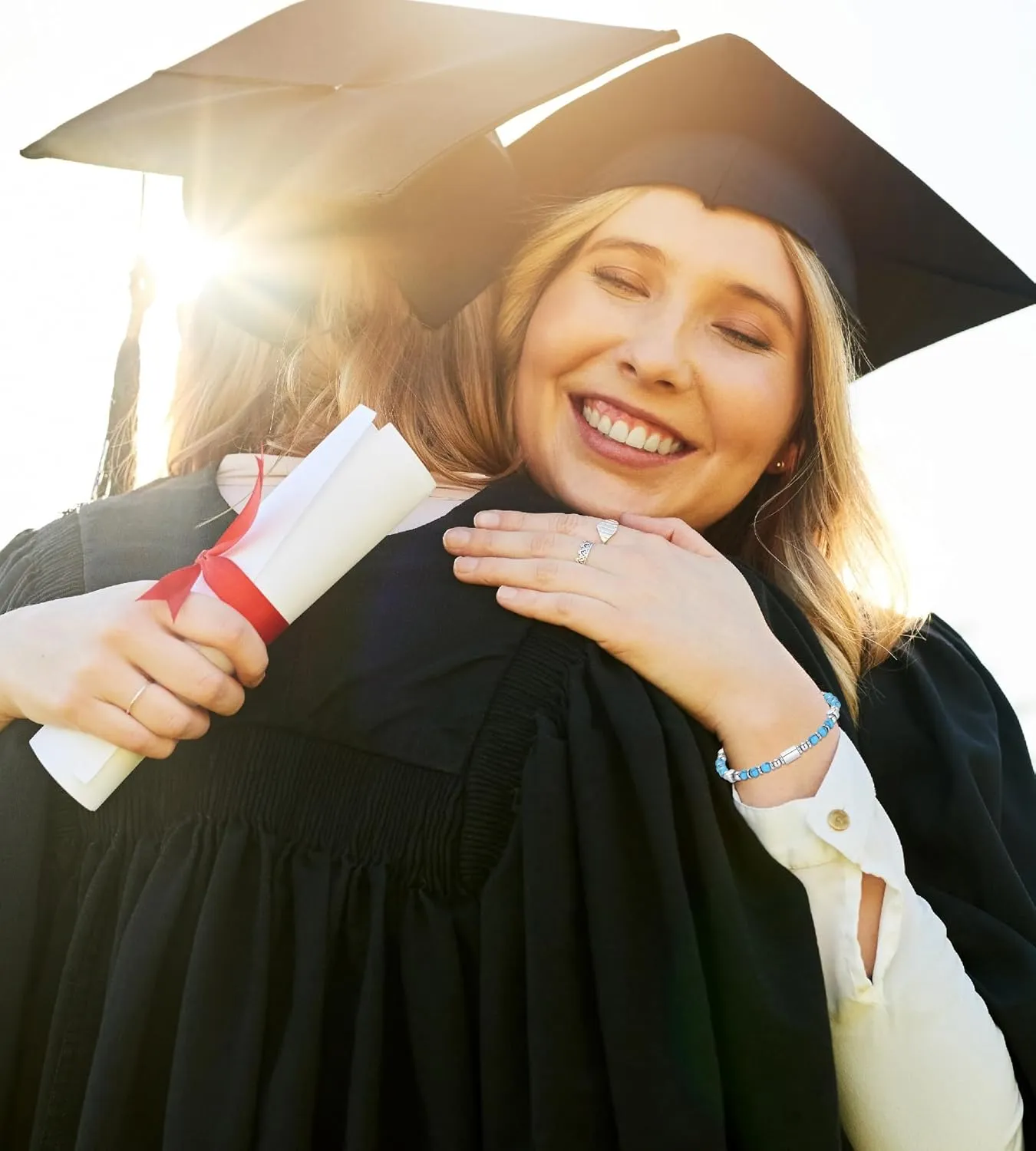 2025 Graduation Gifts for Her/Girls/Women, Tiny Gemstone Graduation Bracelet with Unique Cap Gift Box