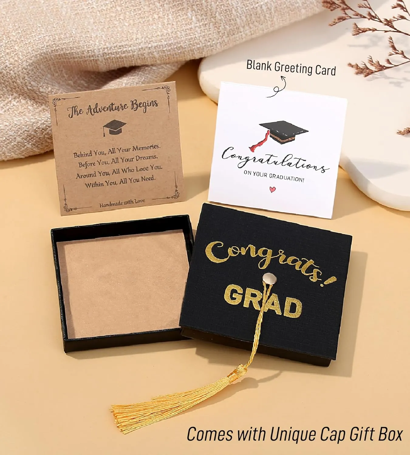 2025 Graduation Gifts for Her/Girls/Women, Tiny Gemstone Graduation Bracelet with Unique Cap Gift Box