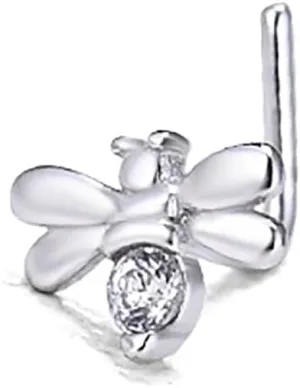 20G S925 Sterling Silver Bee Nose Studs Rings for Women Cute Bumblebee L-Shaped Nose Rings Studs Nose Nostril Piercing Jewelry