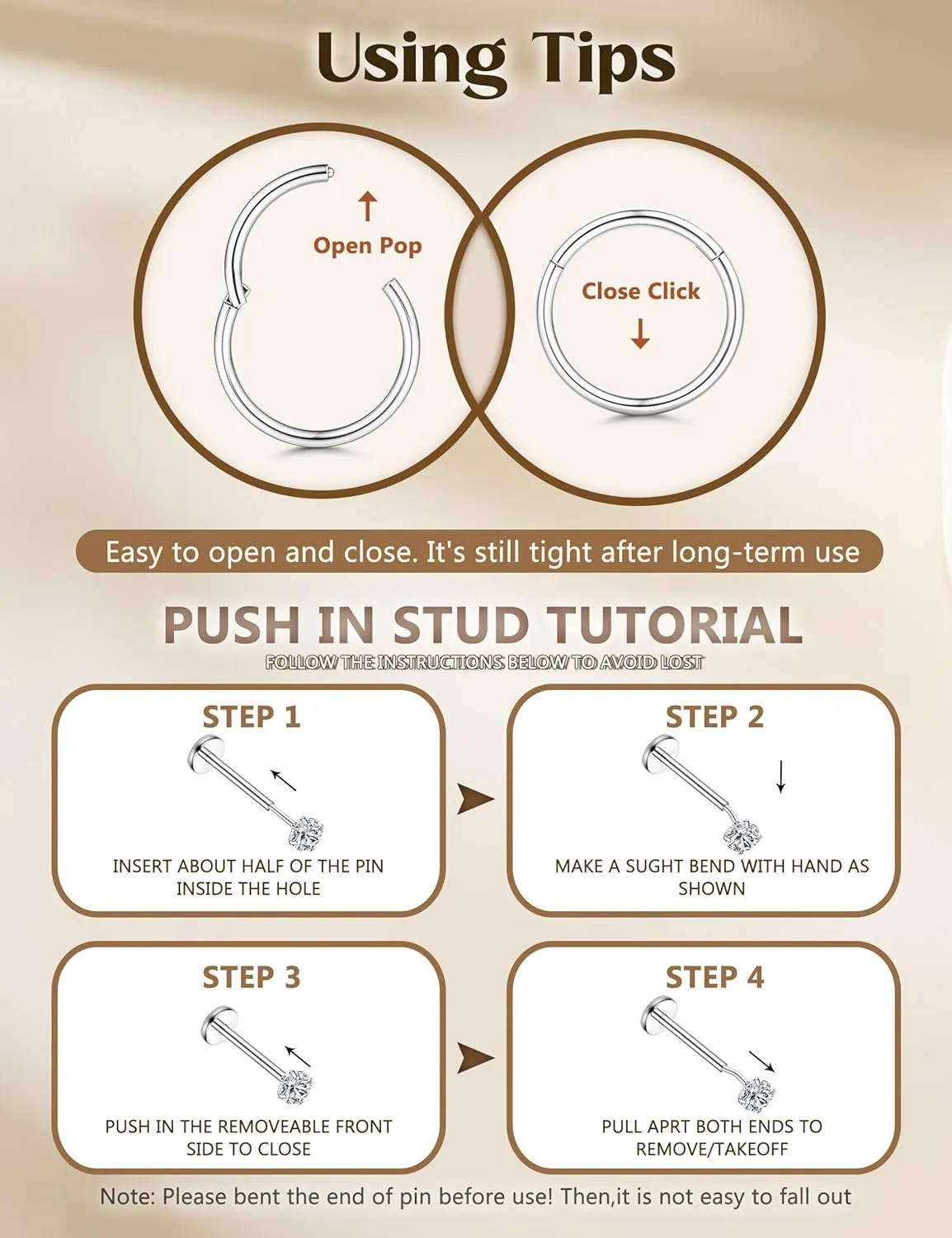 20G/18G Nose Rings Studs for Women Men - 14K Gold Filled Flat Back Nose Studs Nose Ring Hoops Hypoallergenic Surgical Steel Threadless Push in CZ Helix Tragus Conch Nostril Cartilage Piercing Jewelry
