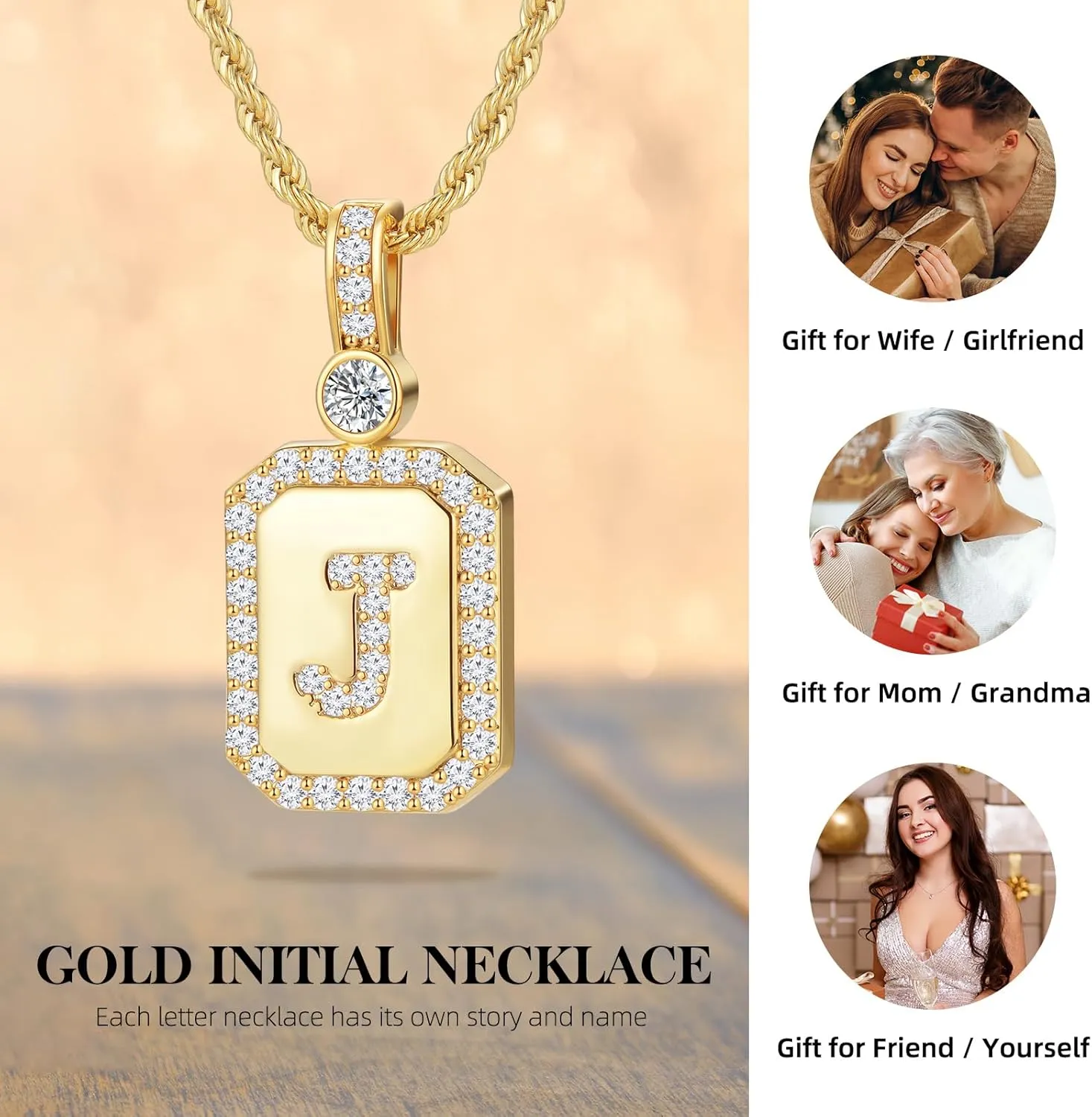 24K Gold Filled Necklace for Women, Initial A-Z Letter Pendant Necklaces for Women, Women's Jewelry for Wife Girlfriend Mother Daughter Sister Grandma Friend Female, Yellow Necklace
