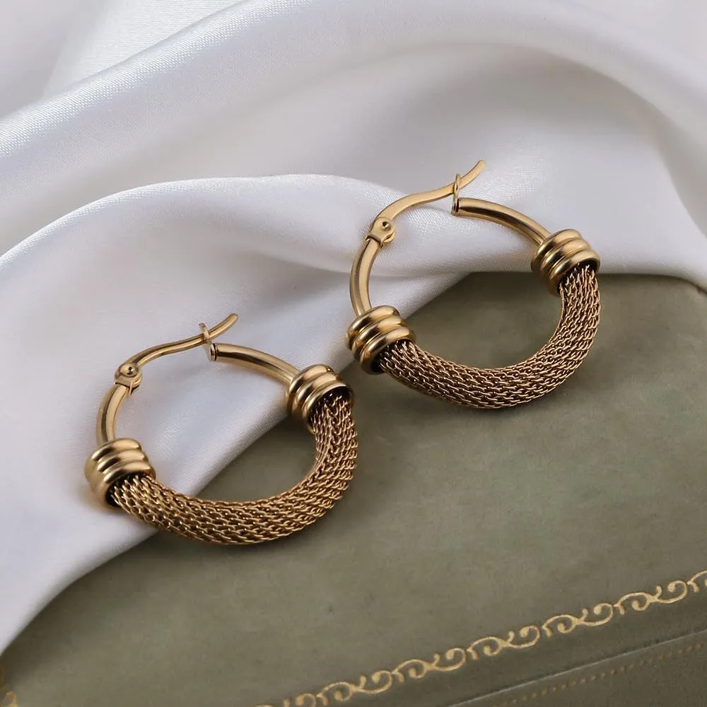 25mm/30mm Trendy Hoop Earrings For Women, Minimalist & Chic, 18K Gold Plated 316L Stainless Steel
