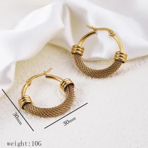 25mm/30mm Trendy Hoop Earrings For Women, Minimalist & Chic, 18K Gold Plated 316L Stainless Steel