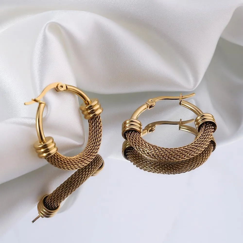 25mm/30mm Trendy Hoop Earrings For Women, Minimalist & Chic, 18K Gold Plated 316L Stainless Steel