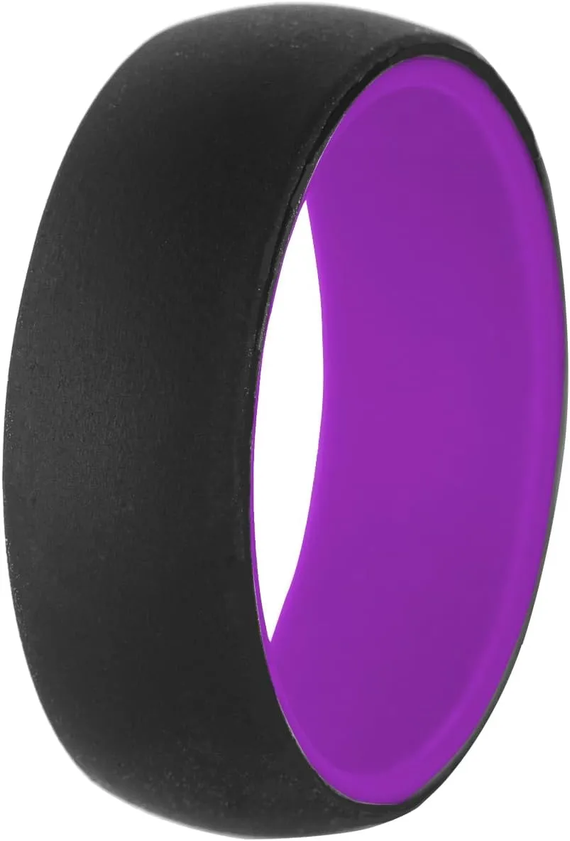 2Pack Two-Tone Silicone Ring Engagement Rubber Rings Christian Jesus Cross Silicone Rings Bible Verse Quote Faith Inspirational Custom Engraved Marriage Rings,Size 6-14