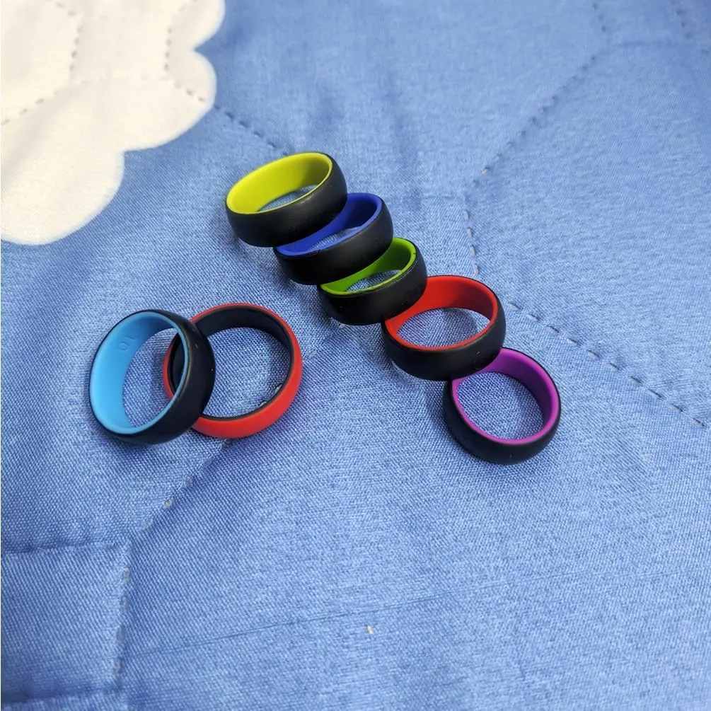 2Pack Two-Tone Silicone Ring Engagement Rubber Rings Christian Jesus Cross Silicone Rings Bible Verse Quote Faith Inspirational Custom Engraved Marriage Rings,Size 6-14