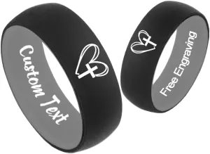 2Pack Two-Tone Silicone Ring Engagement Rubber Rings Christian Jesus Cross Silicone Rings Bible Verse Quote Faith Inspirational Custom Engraved Marriage Rings,Size 6-14