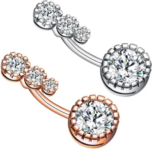 2Pcs Belly Button Ring with Zircon Inlaid Buckles Fashionable Navel Jewelry for Women Silver and Rose Gold Piercing Accessories