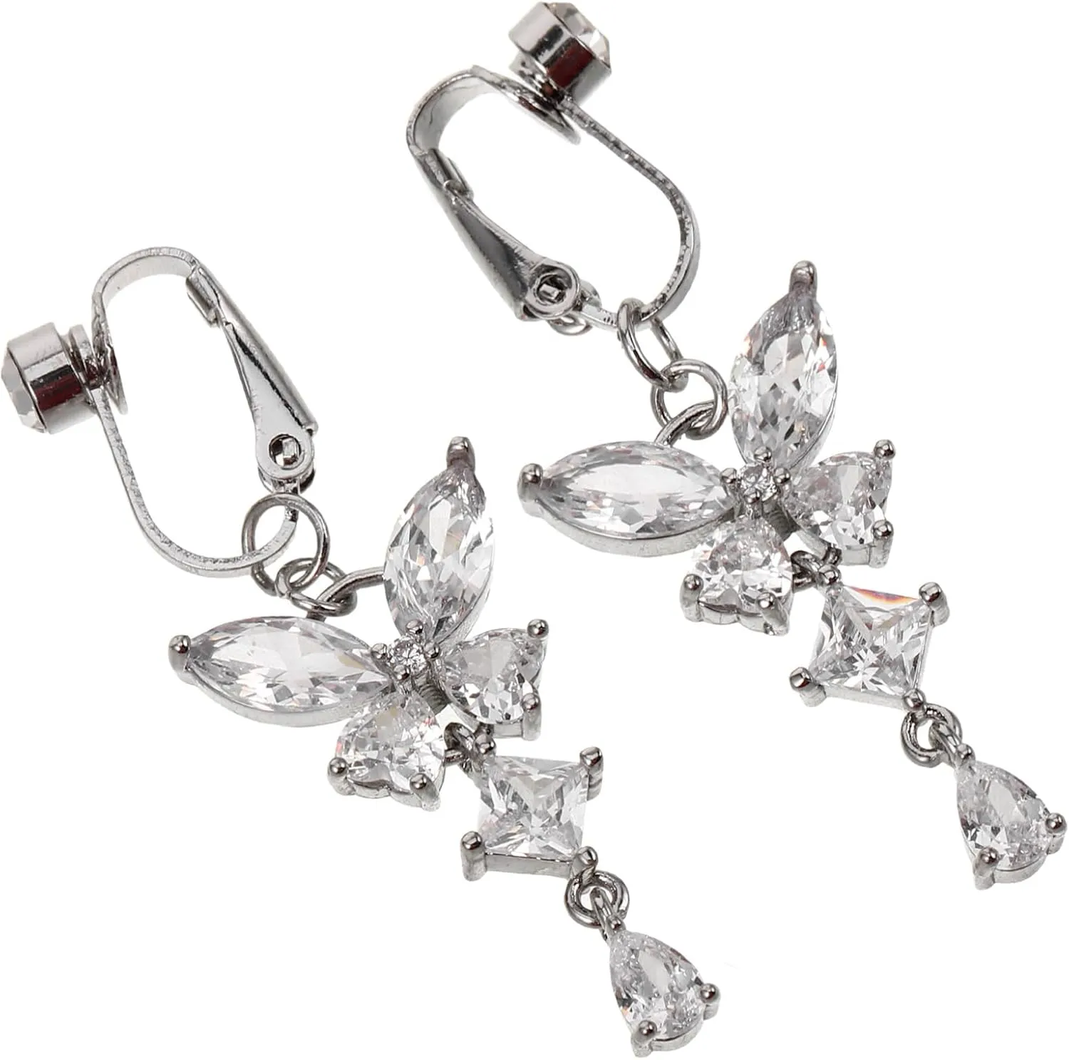 2pcs Butterfly Shape Belly Ring Dangling Navel Clip Pendant Belly Piercing Jewelry Zirconia Fashion Accessory for Women
