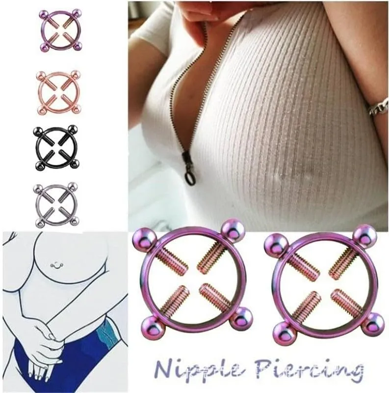 2pcs Fake Nipple Rings For Women Body Jewelry Stainless Steel Fake Nipple Ring For Women