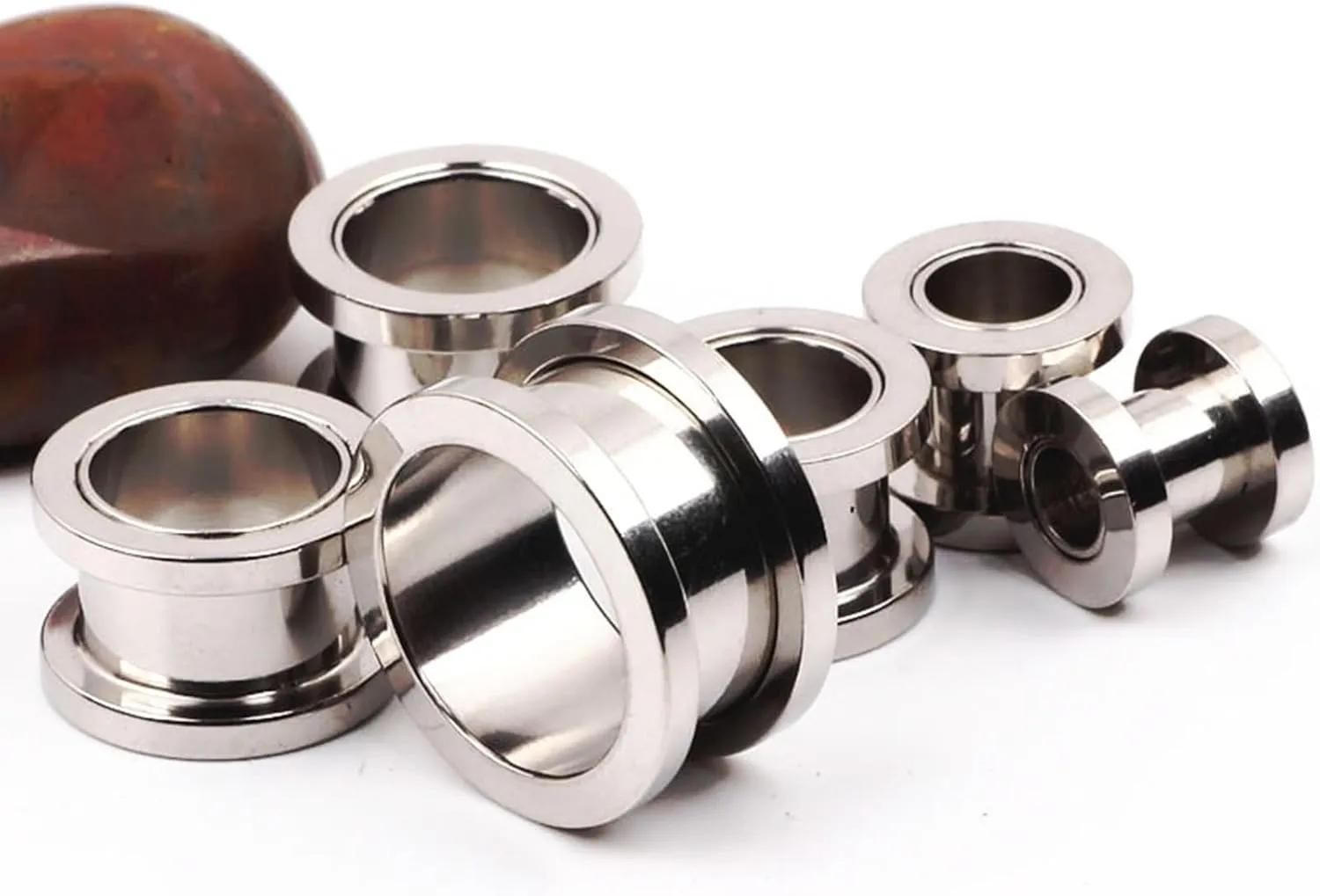 2Pcs Gage Starter Kits, Stainless Steel Gauges For Ears Simple Polished Piercing Tunnels