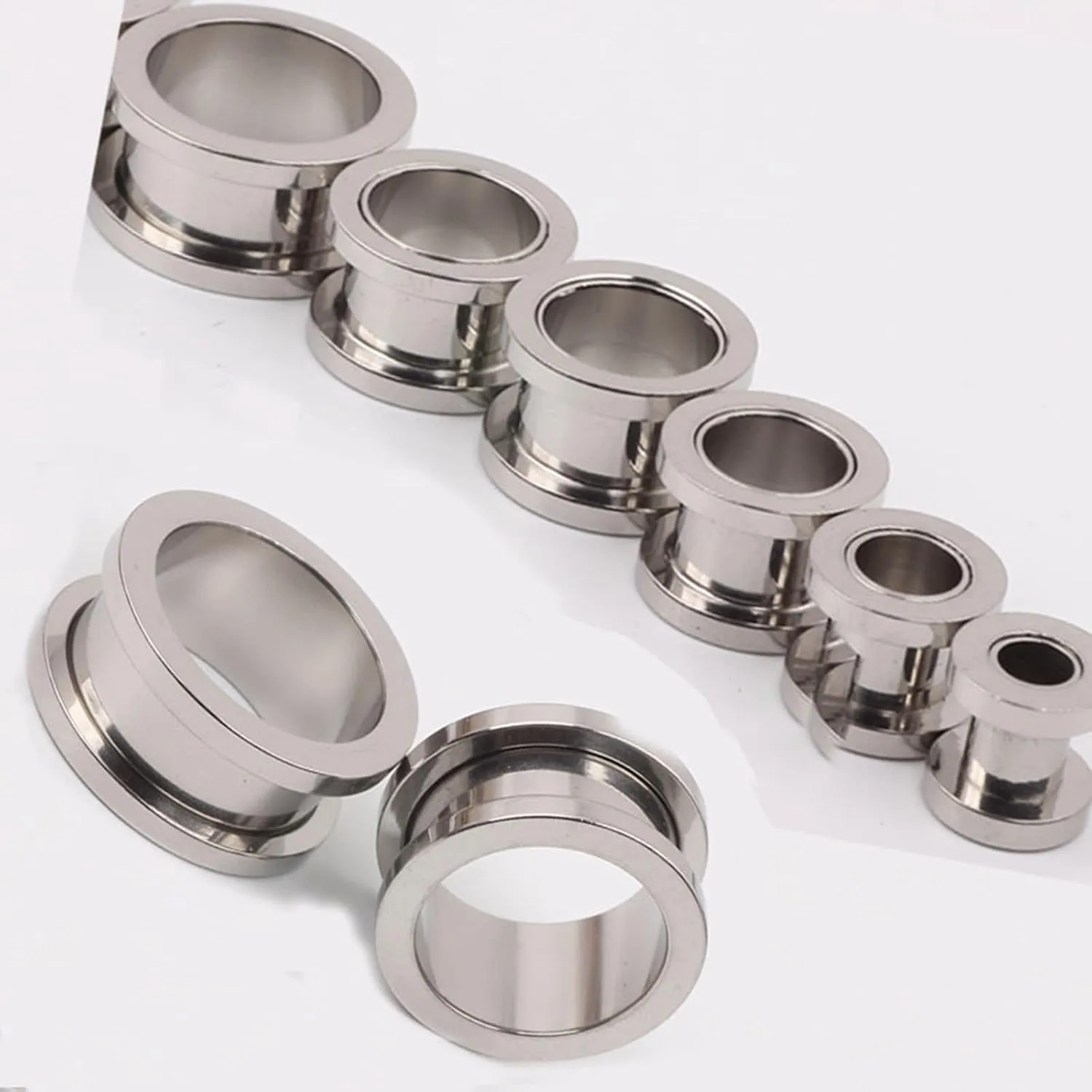 2Pcs Gage Starter Kits, Stainless Steel Gauges For Ears Simple Polished Piercing Tunnels