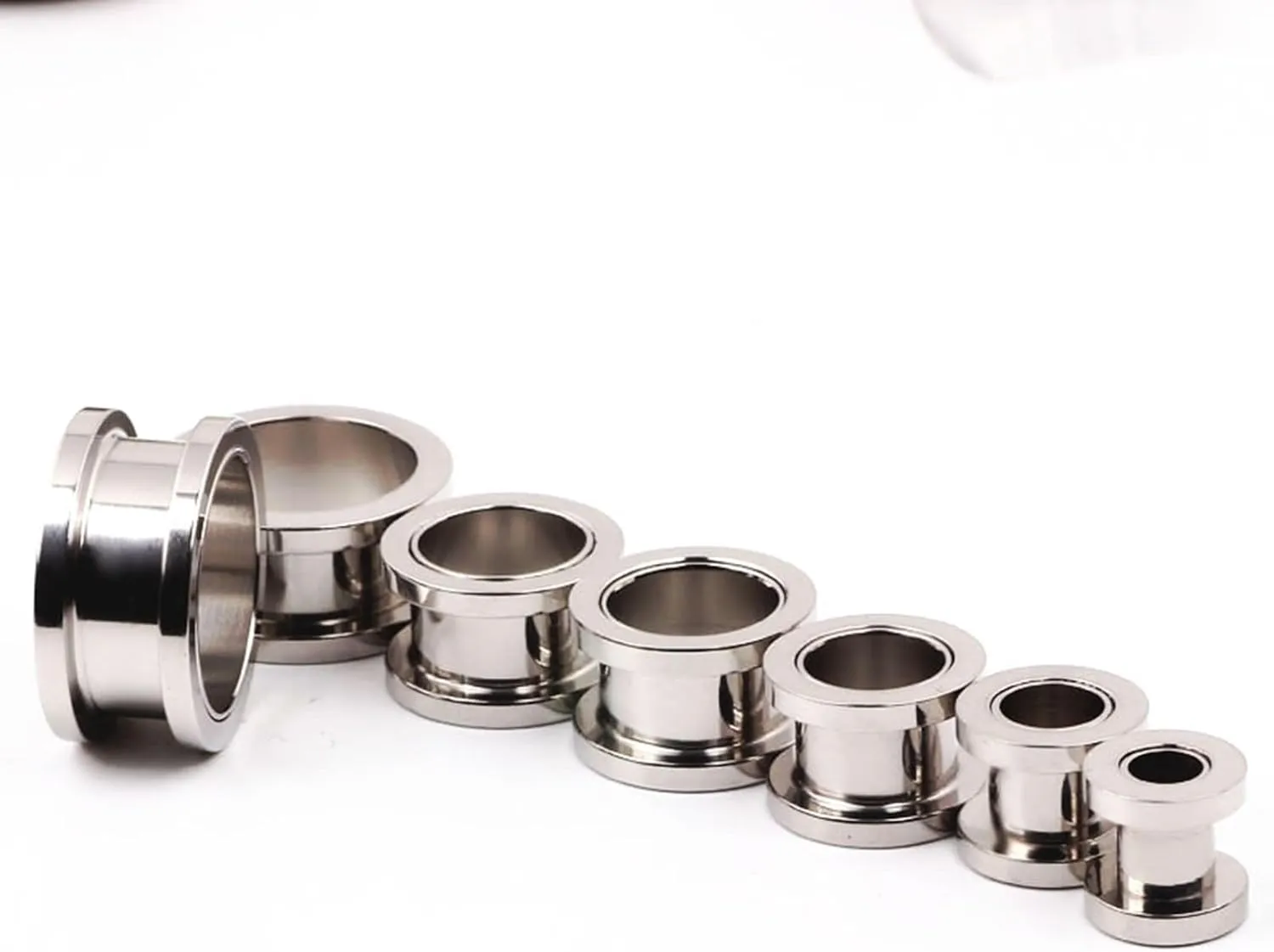 2Pcs Gage Starter Kits, Stainless Steel Gauges For Ears Simple Polished Piercing Tunnels