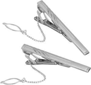 2pcs Men's Business Tie Clip Metal Decorative Necktie Clip Iron Build Fashionable Accessory for Wedding Parties