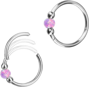 2pcs Opal Nose Rings for Women, 8mm & 10mm Nose Rings Hoops Stainless Steel Nose Piercing Jewelry Fashionable Septum Rings Cartilage Earring for Female Friends Fiance Gift