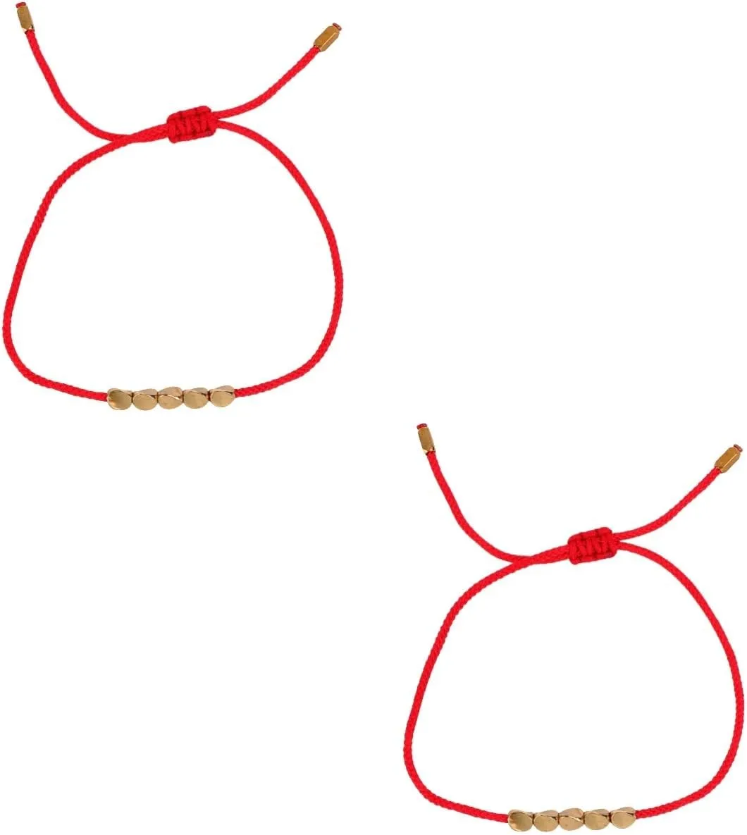 2pcs Unique Handmade Bead Bracelet Knit Chain Friendship Red String Women's Chunky Jewelry Fashion Accessory