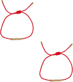 2pcs Unique Handmade Bead Bracelet Knit Chain Friendship Red String Women's Chunky Jewelry Fashion Accessory