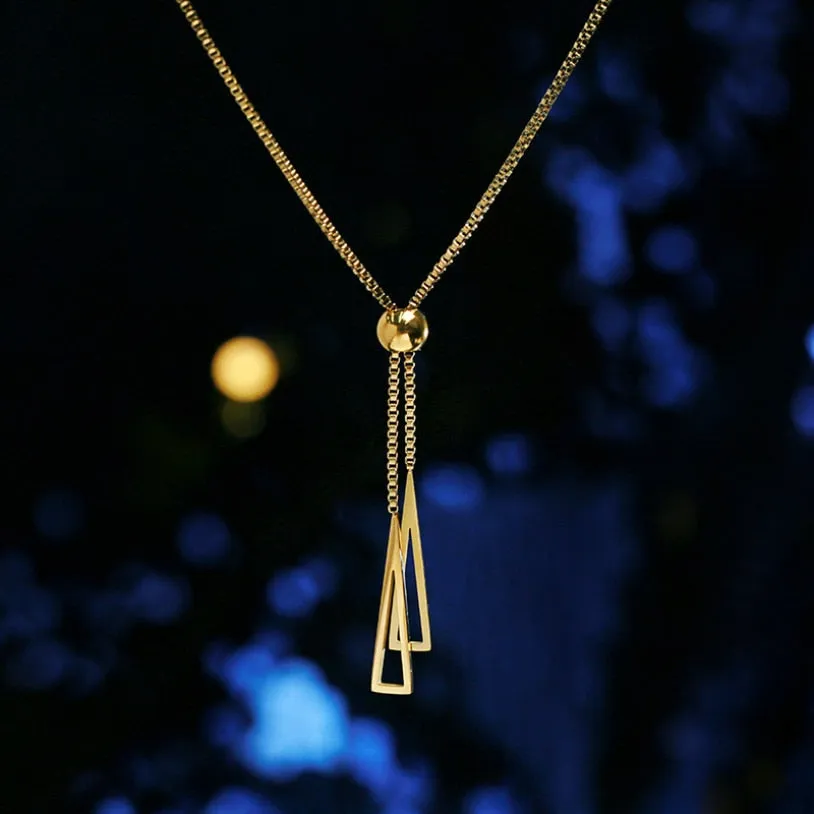316L Stainless Steel New Fashion Upscale Jewelry Pull Adjustment Sexy Tassel Charms Chain Choker Necklaces Pendants For Women