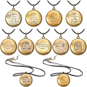 36 Pcs Bible Verse Necklace for Women Men Christian Prayer Necklace Bulk Scripture Pendant with 18 Inch Chain Inspirational Religious Jewelry Spiritual Fathers Day Gifts for Church