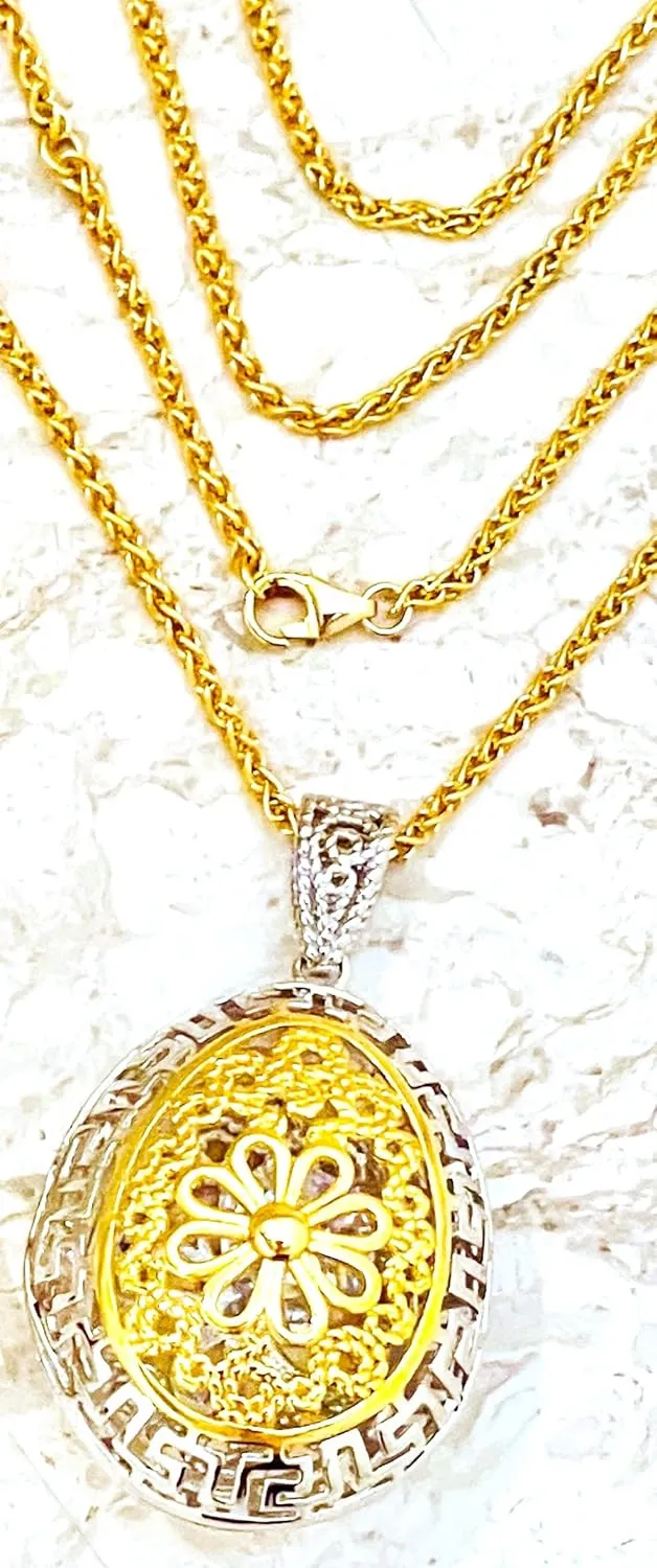 3ct DIAMOND Solitaire Necklace GOLD 925 HANDMADE SILVER Sterling Pendant VVS1 D Color 9mm Ladies Diamond Necklaces 23" Anniversary present Russian Eggs Faberge Necklace Charm Round Solitaire Jewelry