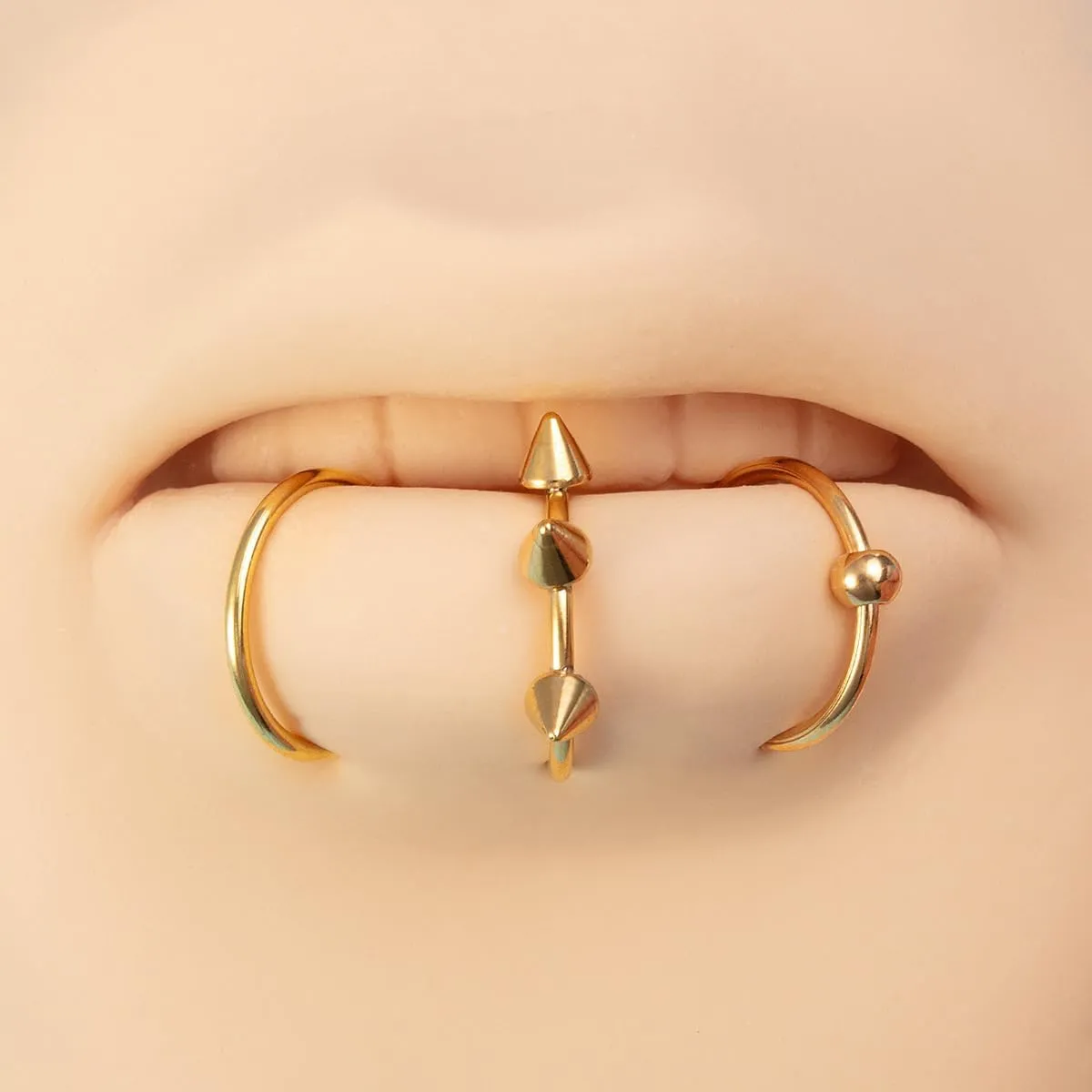 3Pcs 14G T-Shaped Fake Lip Rings for Women Men Stainless Steel Clip On Non Piercing Lip Rings Nose Septum Rings Fake Lip Piercing Jewelry