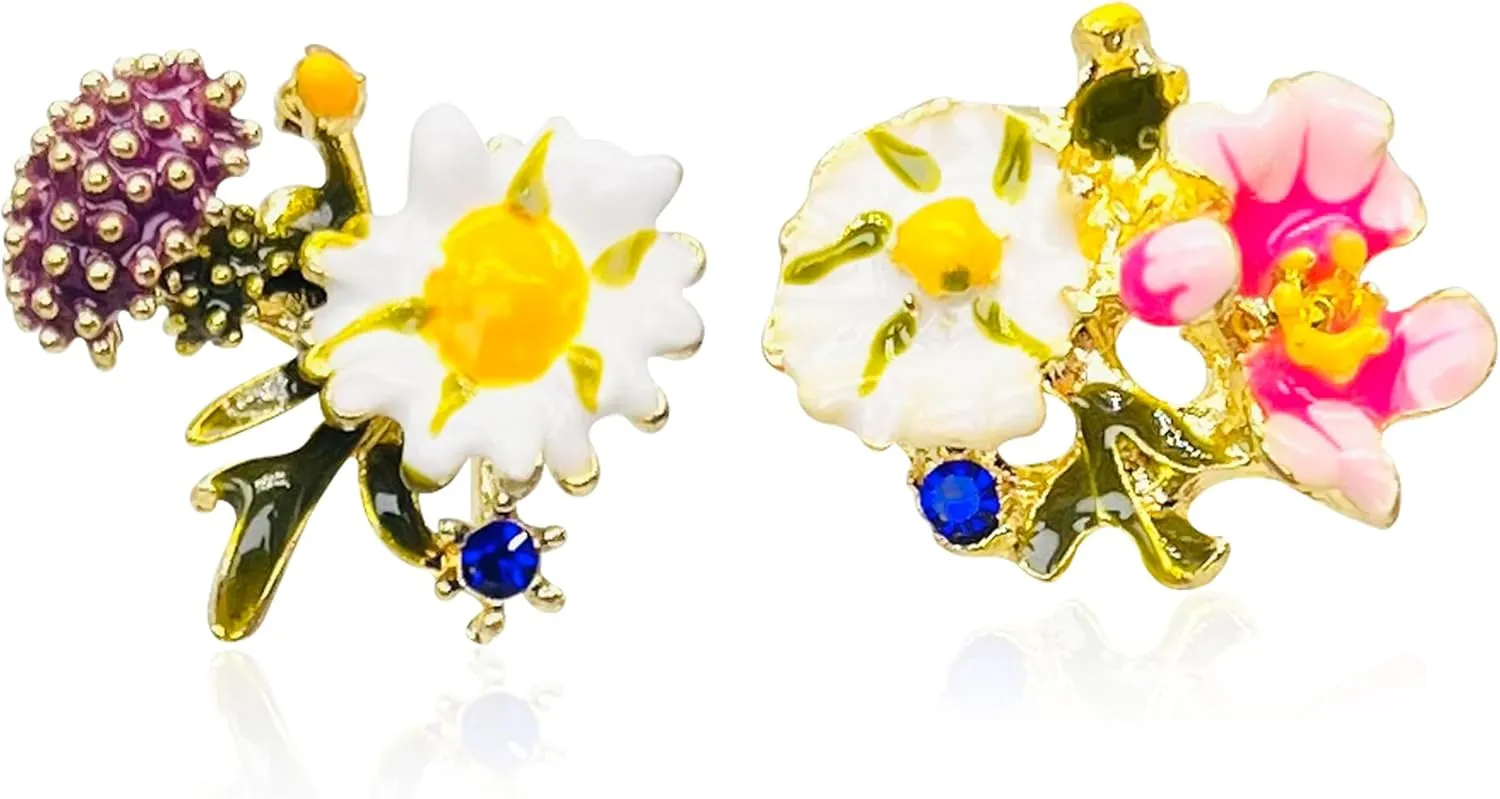 4 Pairs Bohemian Resin Daisy Flower Matte Floral Long Petal Dangle Earrings Exaggerated Layered Floral Petal Drop Earrings for Women Chic Wedding Jewelry