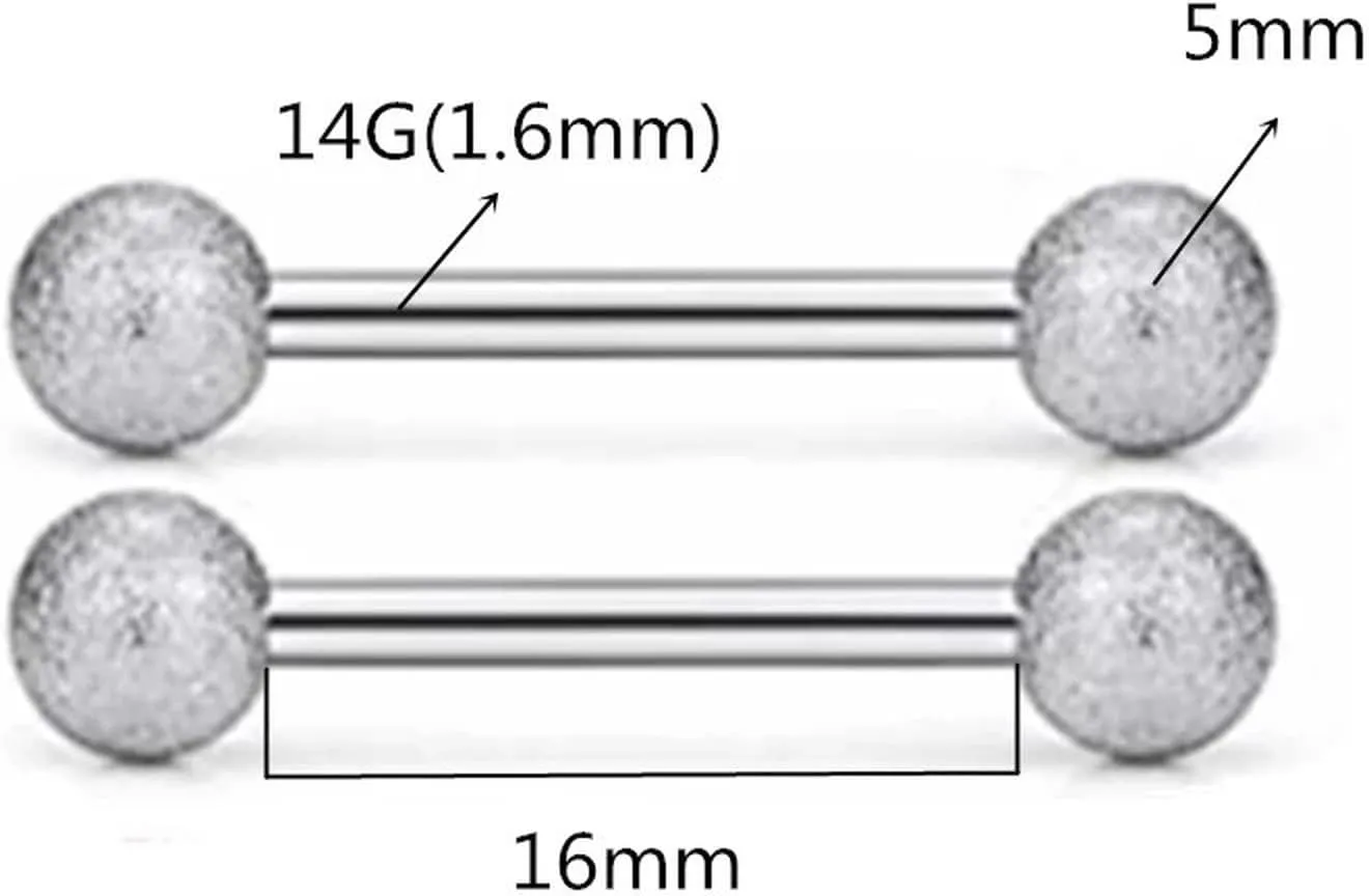 4Pairs 14G Stainless Steel Nipple Rings Glitter Colorful CZ Ball Straight Barbell Bars Tongue Ring 16mm(5/8Inch) Body Piercing Jewelry Set