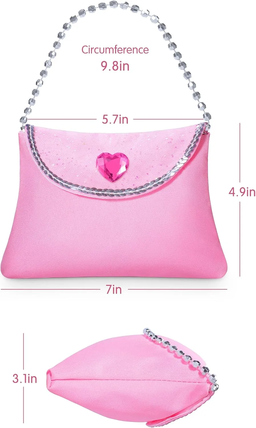 5PCS Princess Costume Accessories Set - with Princess Dress Up Handbag, Necklaces, Rings, Earrings