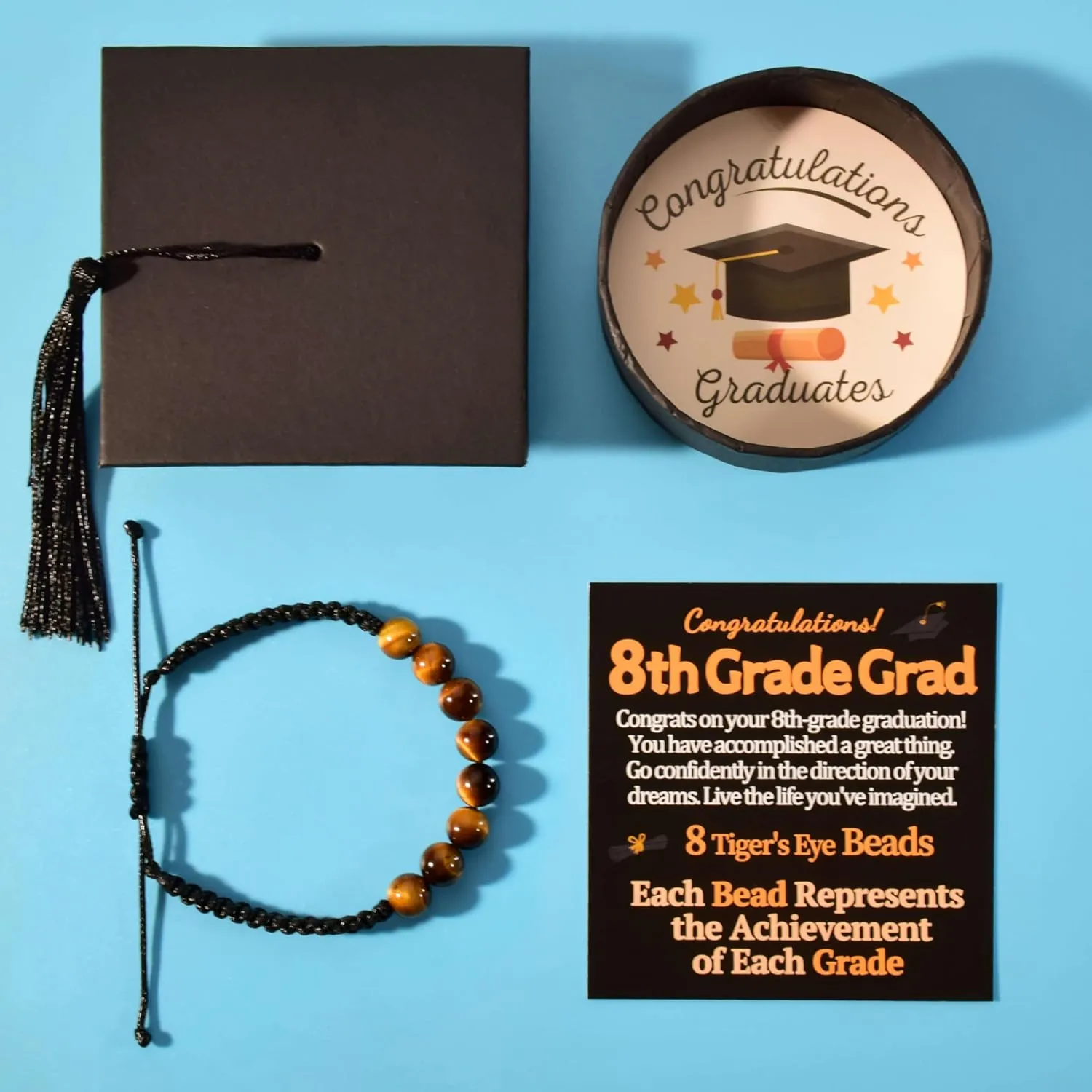 5th 6th 8th Grade Graduation Bracelets Gifts for Her Him Grad Card Congratulations Gift Graduates Cap Box Graduating Daughter Son Granddaughter Grandson Nephew Niece Bracelet Jewelry Ideas Unique