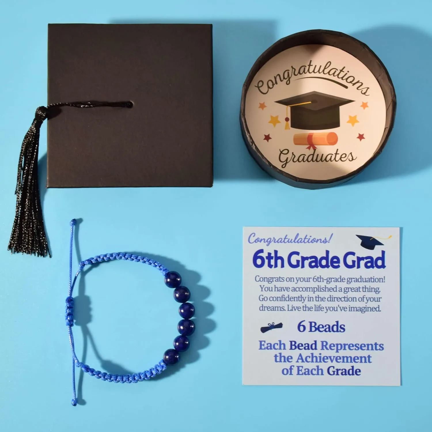 5th 6th 8th Grade Graduation Bracelets Gifts for Her Him Grad Card Congratulations Gift Graduates Cap Box Graduating Daughter Son Granddaughter Grandson Nephew Niece Bracelet Jewelry Ideas Unique