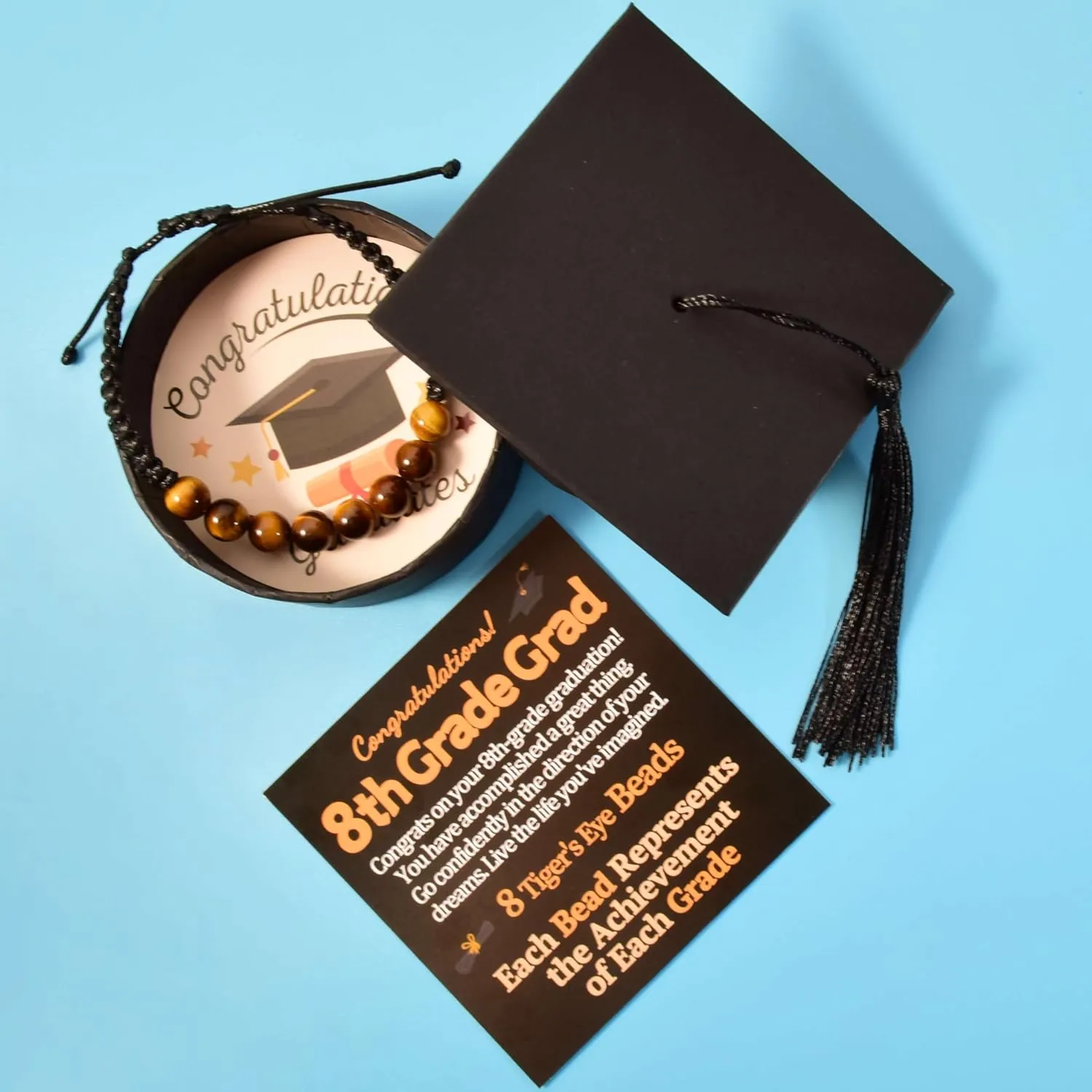 5th 6th 8th Grade Graduation Bracelets Gifts for Her Him Grad Card Congratulations Gift Graduates Cap Box Graduating Daughter Son Granddaughter Grandson Nephew Niece Bracelet Jewelry Ideas Unique