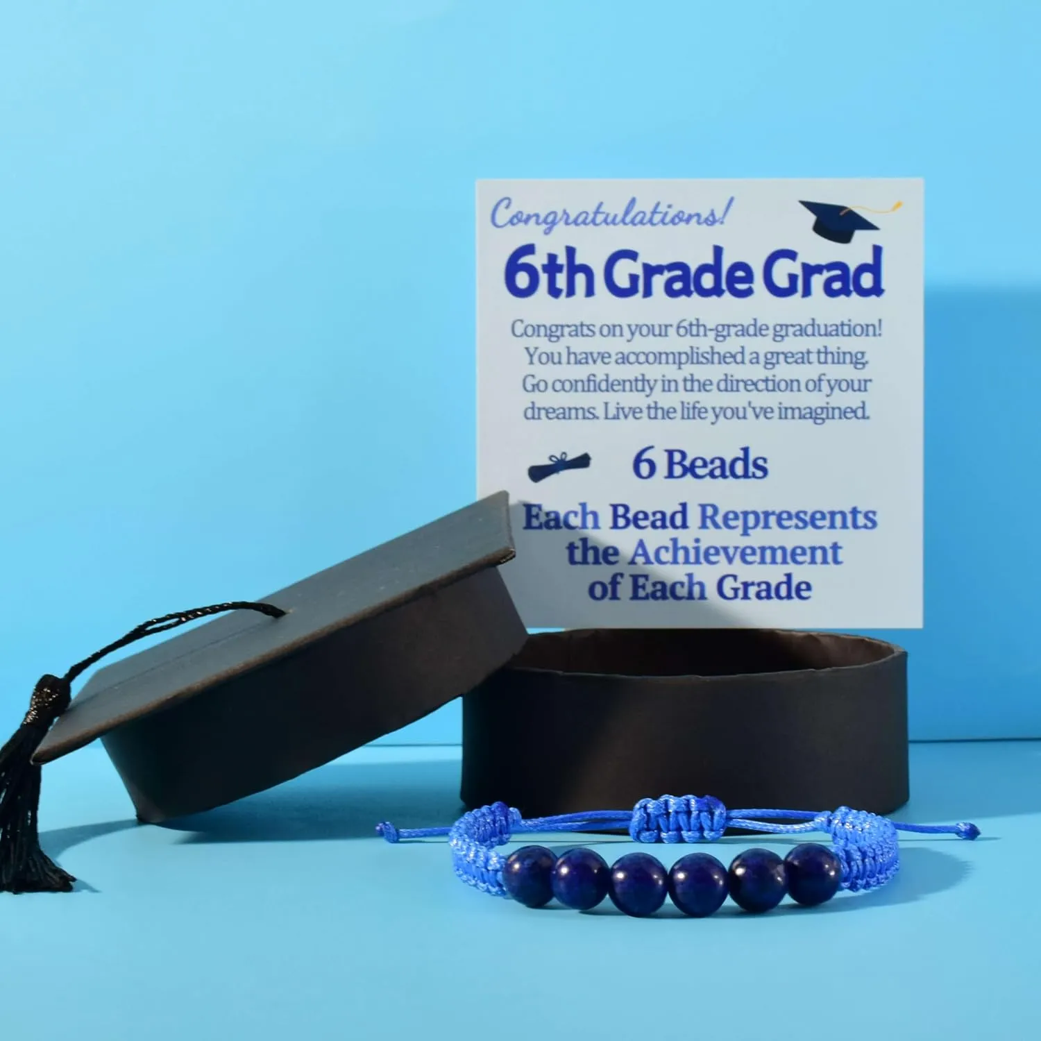 5th 6th 8th Grade Graduation Bracelets Gifts for Her Him Grad Card Congratulations Gift Graduates Cap Box Graduating Daughter Son Granddaughter Grandson Nephew Niece Bracelet Jewelry Ideas Unique