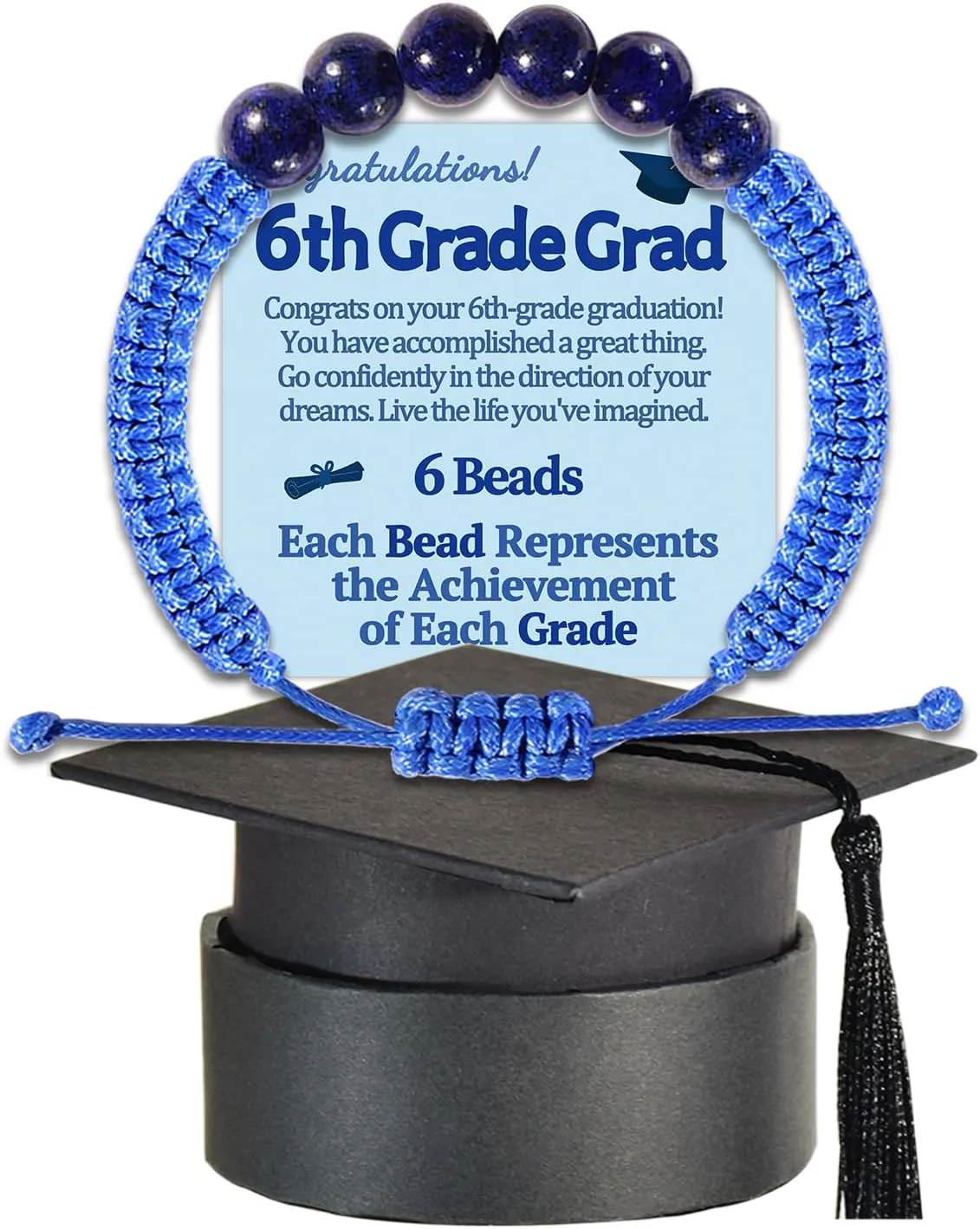 5th 6th 8th Grade Graduation Bracelets Gifts for Her Him Grad Card Congratulations Gift Graduates Cap Box Graduating Daughter Son Granddaughter Grandson Nephew Niece Bracelet Jewelry Ideas Unique