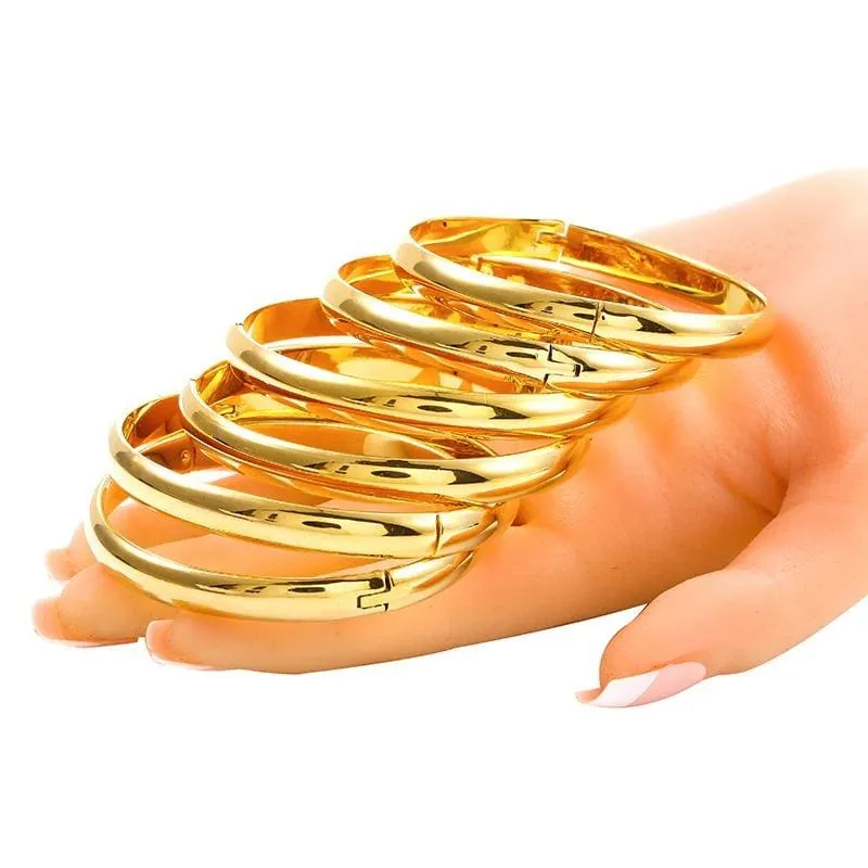 6pcs/lot Women High Polished Gold Color Bangles