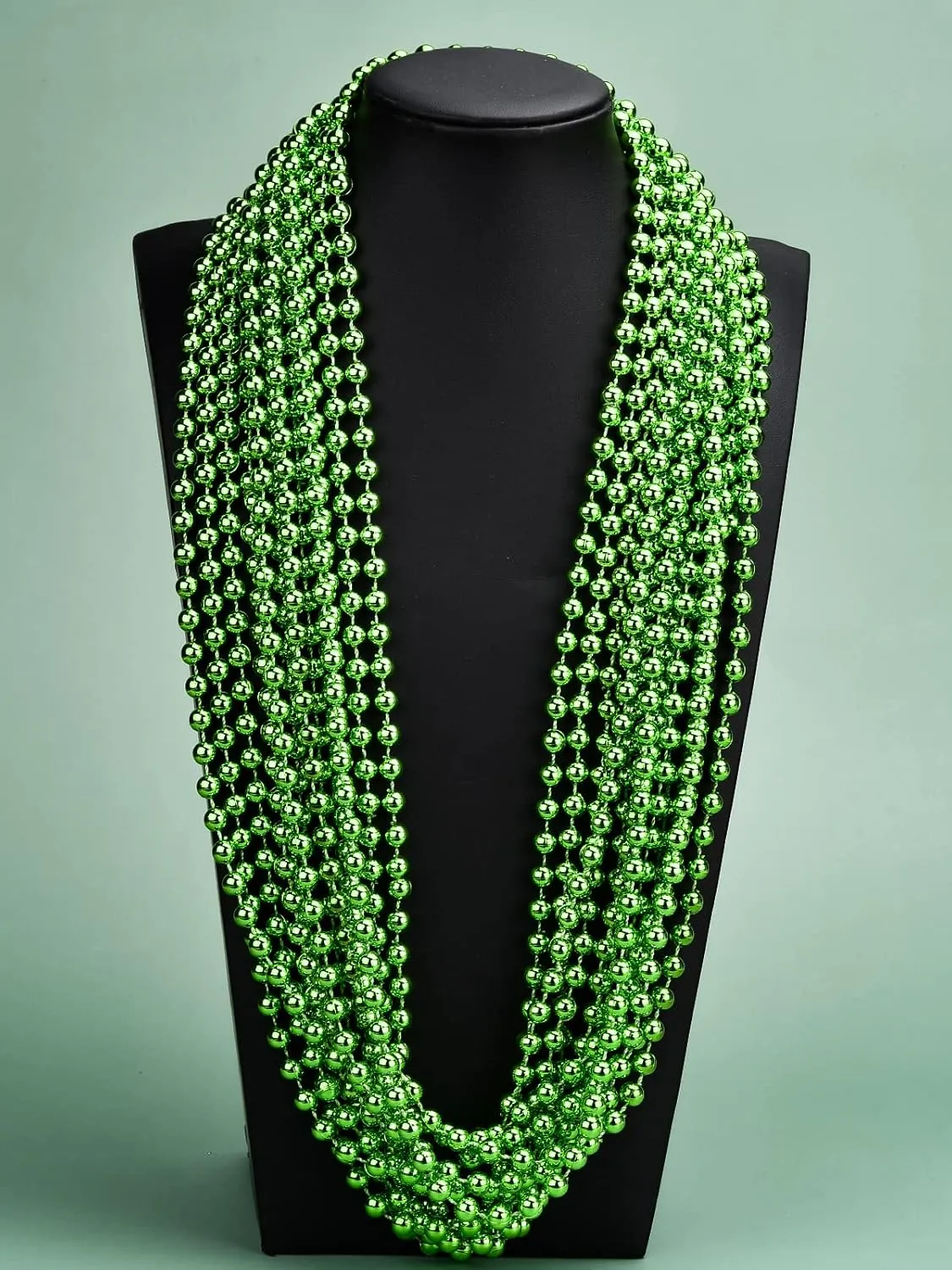 7mm Multiple Colour Faux Pearl Beads Necklaces Bulk Party Favor Plastic Play Pearl for Flapper Tea Party Gatsby 20's Wedding Decorations,32" Carnival Necklaces for Christmas Party St. Patrick's Day Costume Necklace