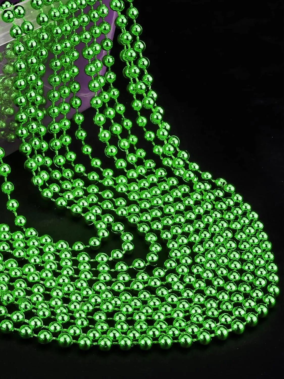 7mm Multiple Colour Faux Pearl Beads Necklaces Bulk Party Favor Plastic Play Pearl for Flapper Tea Party Gatsby 20's Wedding Decorations,32" Carnival Necklaces for Christmas Party St. Patrick's Day Costume Necklace