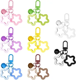 8 Pcs Star Keychain Cute Star Pendant Keyring Candy Color Acrylic Pentagram Key Chain Purse Bag Charms Key Ring Cute Stars Bell Keychains Pendant Keychain Clip for Women Men Car Keys