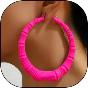 80 90s Chunky Bamboo Hoop Earrings, Bright Colors Novelty Large Circle Chic Dangle Drop Earrings, Punk Hiphop Street Dance Nightclub Party Jewelry