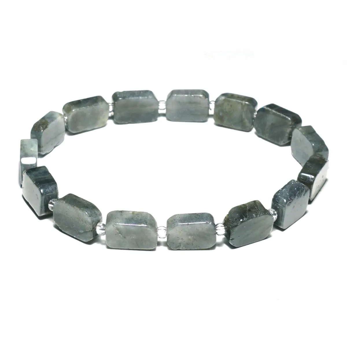 8MM Labradorite Square Bracelets for Women&Men, Unique Bracelet with Blue Light for FATIGUE & STRESS RELIEF, Good Packaged, Box & Velvet Pouch, Gift for Unisex 7.5"-8'' Wrist