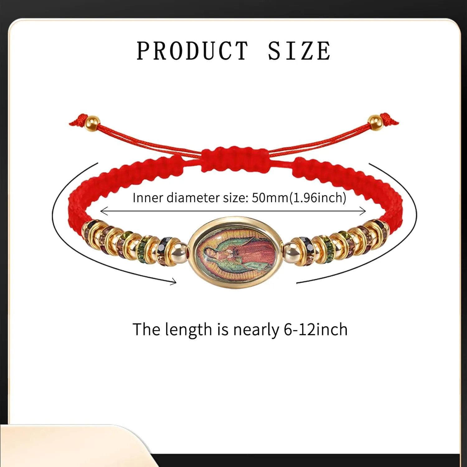 8Pcs Red Rope Virgen de Guadalupe Bracelet San Judas Tadeo Bracelet Handmade Adjustable Religious Prayer Protection Bracelet For Women Men